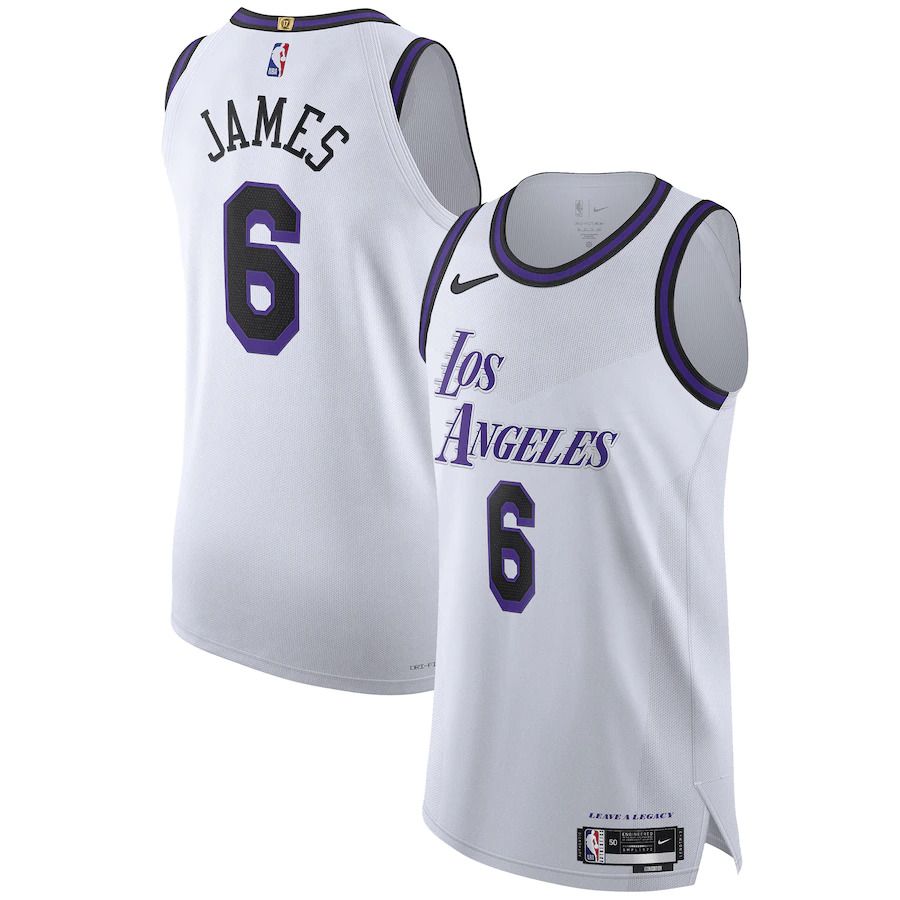 Men Los Angeles Lakers #6 LeBron James Nike White City Edition 2022-23 Authentic Jersey